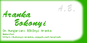 aranka bokonyi business card